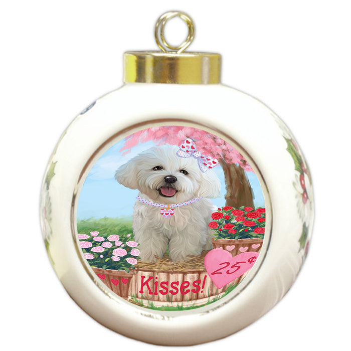 Rosie 25 Cent Kisses Bichon Frise Dog Round Ball Christmas Ornament RBPOR56183