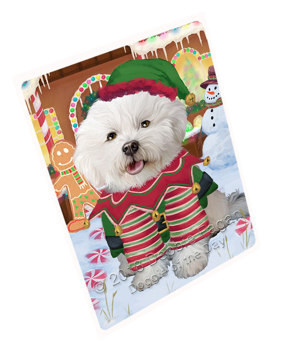 Christmas Gingerbread House Candyfest Bichon Frise Dog Magnet MAG73697 (Small 5.5" x 4.25")