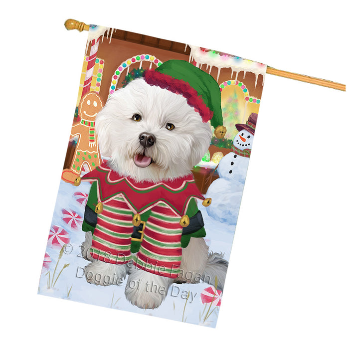 Christmas Gingerbread House Candyfest Bichon Frise Dog House Flag FLG56870