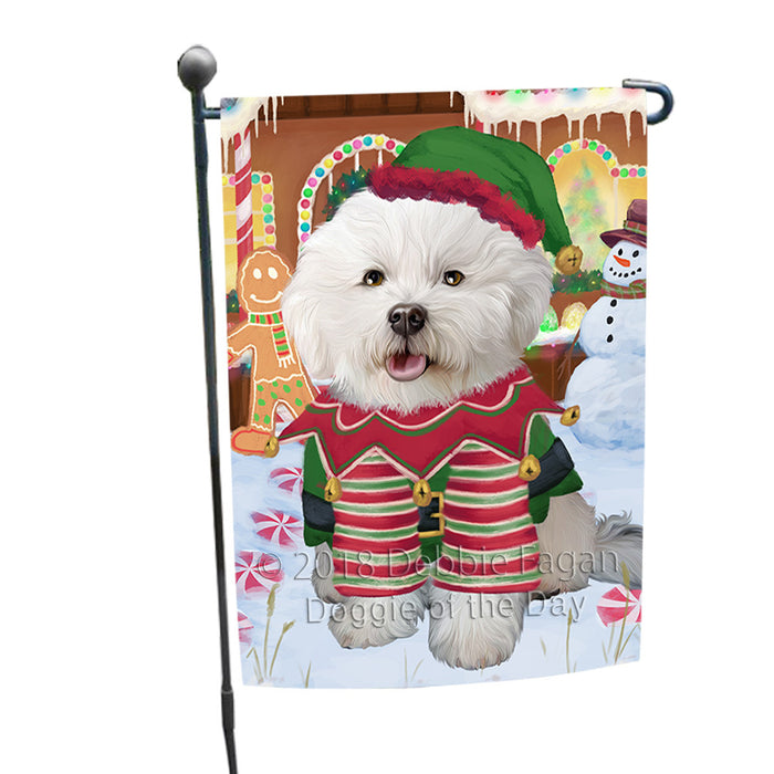 Christmas Gingerbread House Candyfest Bichon Frise Dog Garden Flag GFLG56734