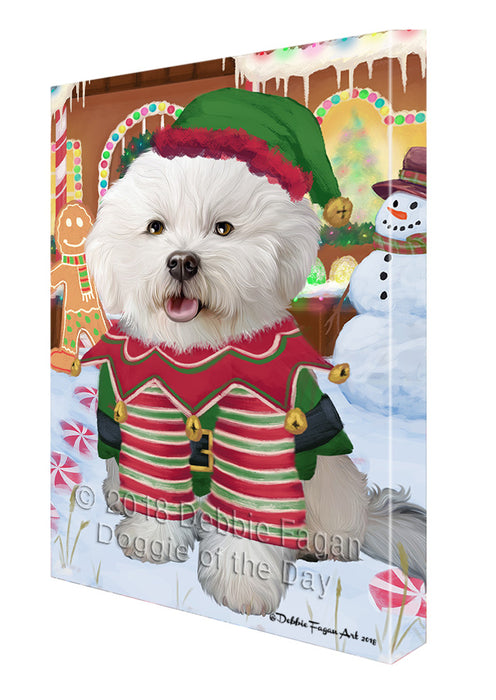 Christmas Gingerbread House Candyfest Bichon Frise Dog Canvas Print Wall Art Décor CVS127898