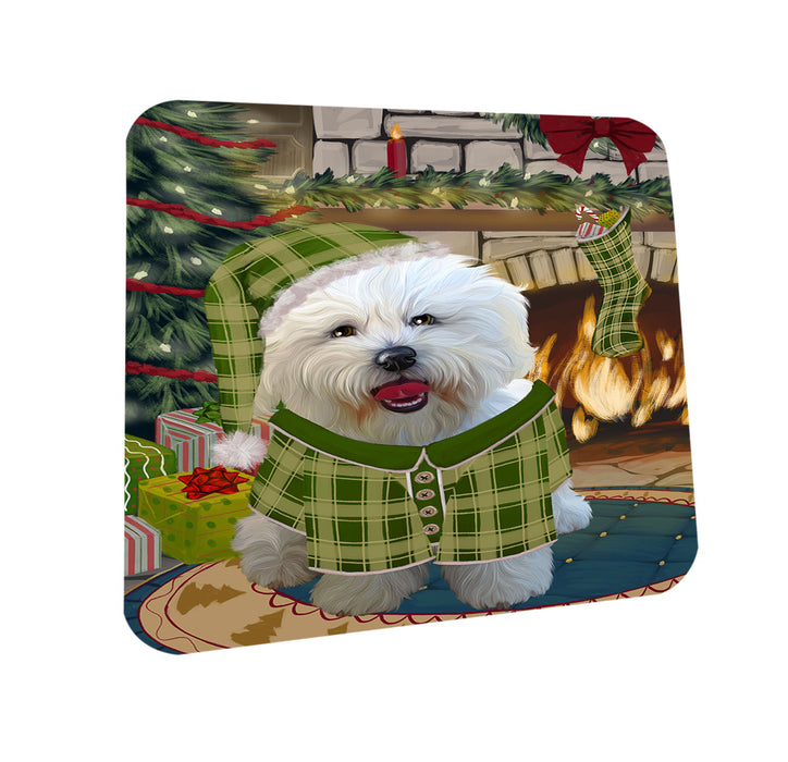 The Stocking was Hung Bichon Frise Dog Coasters Set of 4 CST55173