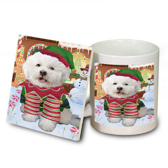 Christmas Gingerbread House Candyfest Bichon Frise Dog Mug and Coaster Set MUC56178