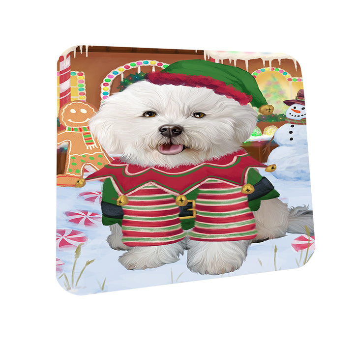 Christmas Gingerbread House Candyfest Bichon Frise Dog Coasters Set of 4 CST56144