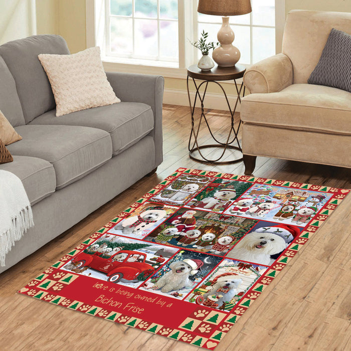 Love is Being Owned Christmas Bichon Frise Dogs Area Rug
