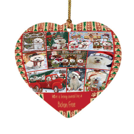Love is Being Owned Christmas Bichon Frise Dogs Heart Christmas Ornament HPOR57828