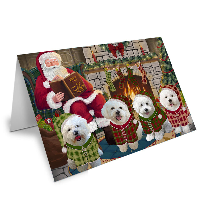 Christmas Cozy Holiday Tails Bichon Frises Dog Handmade Artwork Assorted Pets Greeting Cards and Note Cards with Envelopes for All Occasions and Holiday Seasons GCD69818