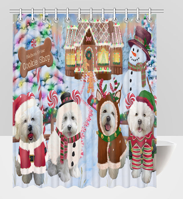 Holiday Gingerbread Cookie Bichon Frise Dogs Shower Curtain