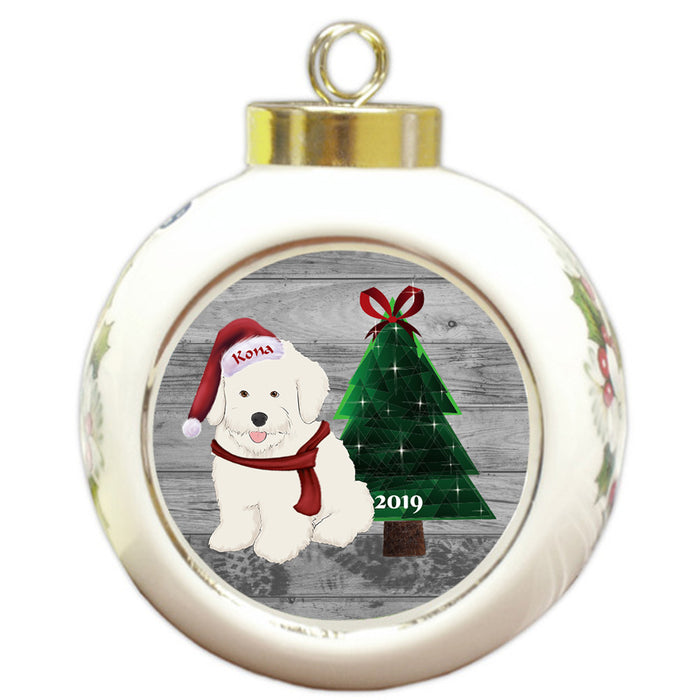 Custom Personalized Bichon Frise Dog Glassy Classy Christmas Round Ball Ornament