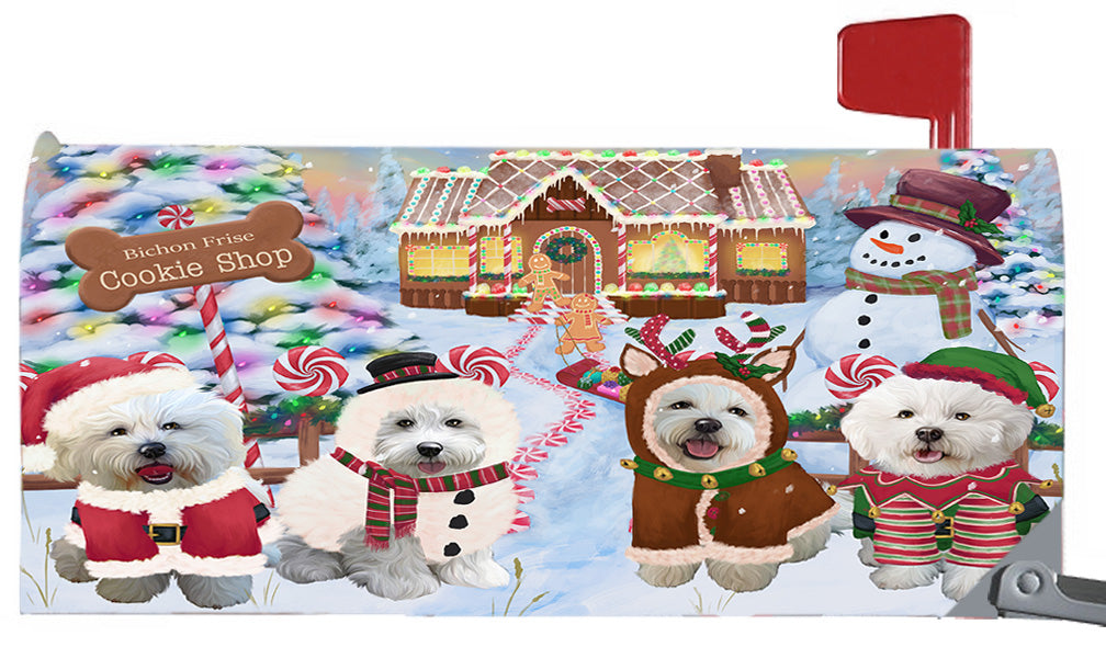 Christmas Holiday Gingerbread Cookie Shop Bichon Frise Dogs 6.5 x 19 Inches Magnetic Mailbox Cover Post Box Cover Wraps Garden Yard Décor MBC48968