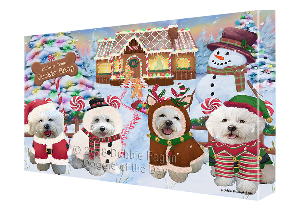 Holiday Gingerbread Cookie Shop Bichon Frises Dog Canvas Print Wall Art Décor CVS127187