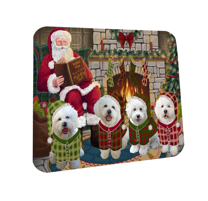 Christmas Cozy Holiday Tails Bichon Frises Dog Coasters Set of 4 CST55059
