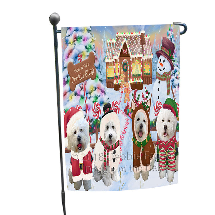 Holiday Gingerbread Cookie Shop Bichon Frises Dog Garden Flag GFLG56655