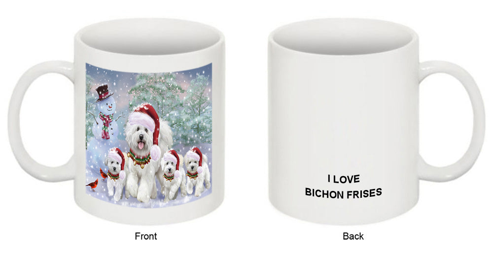 Christmas Running Family Bichon Frise Dogs Coffee Mug MUG52523