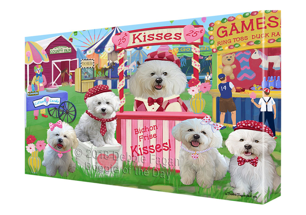 Carnival Kissing Booth Bichon Frises Dog Canvas Print Wall Art Décor CVS124289