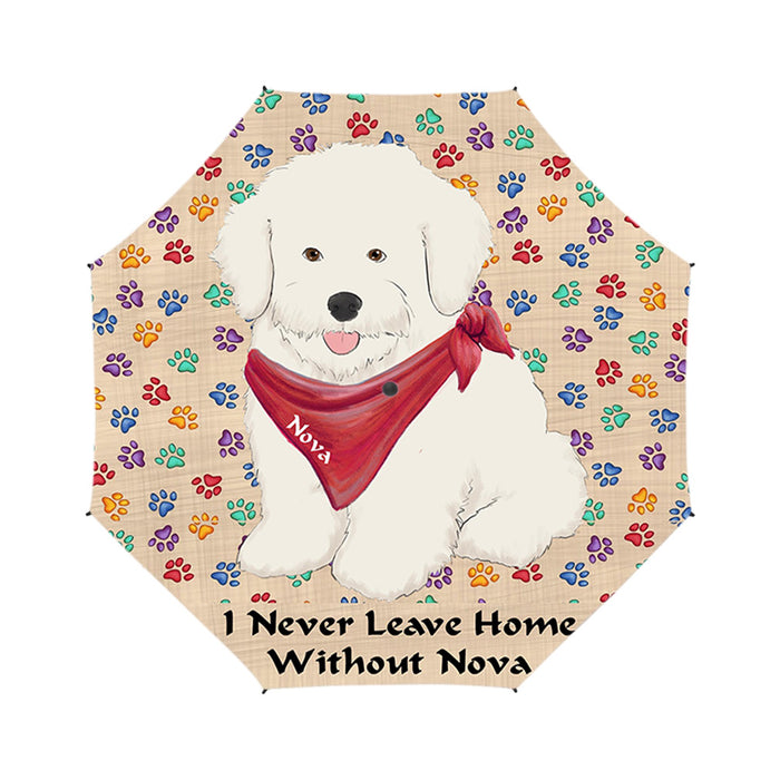 Custom Pet Name Personalized I never Leave Home Bichon Frise Dog Semi-Automatic Foldable Umbrella