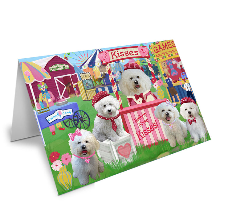 Carnival Kissing Booth Bichon Frises Dog Handmade Artwork Assorted Pets Greeting Cards and Note Cards with Envelopes for All Occasions and Holiday Seasons GCD71870