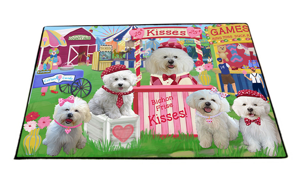 Carnival Kissing Booth Bichon Frises Dog Floormat FLMS52896
