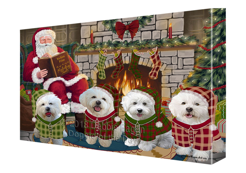 Christmas Cozy Holiday Tails Bichon Frises Dog Canvas Print Wall Art Décor CVS115838