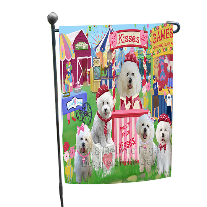 Carnival Kissing Booth Bichon Frises Dog Garden Flag GFLG56333
