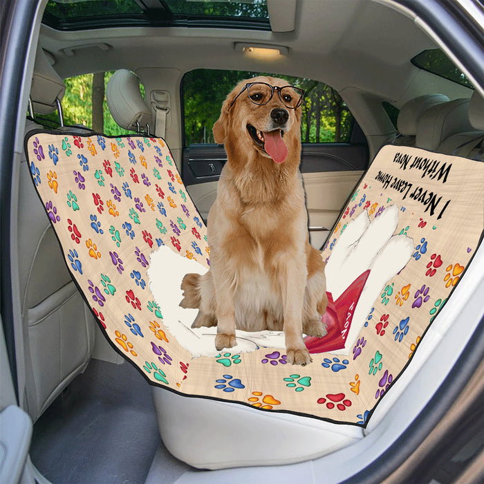 Personalized I Never Leave Home Paw Print Bichon Frise Dogs Pet Back Car Seat Cover