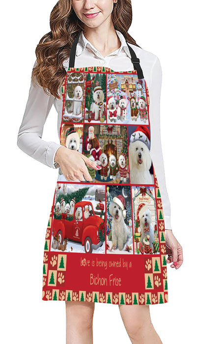 Love is Being Owned Christmas Bichon Frise Dogs Apron