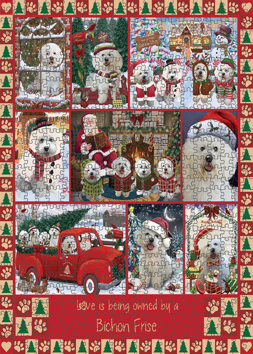 Love is Being Owned Christmas Bichon Frise Dogs Puzzle with Photo Tin PUZL99280