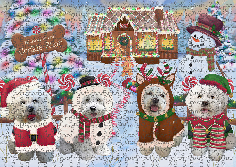 Holiday Gingerbread Cookie Shop Bichon Frises Dog Puzzle  PUZL92632