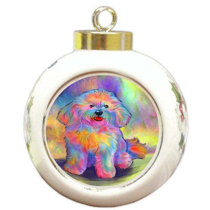Paradise Wave Bichon Frise Dog Round Ball Christmas Ornament RBPOR57050