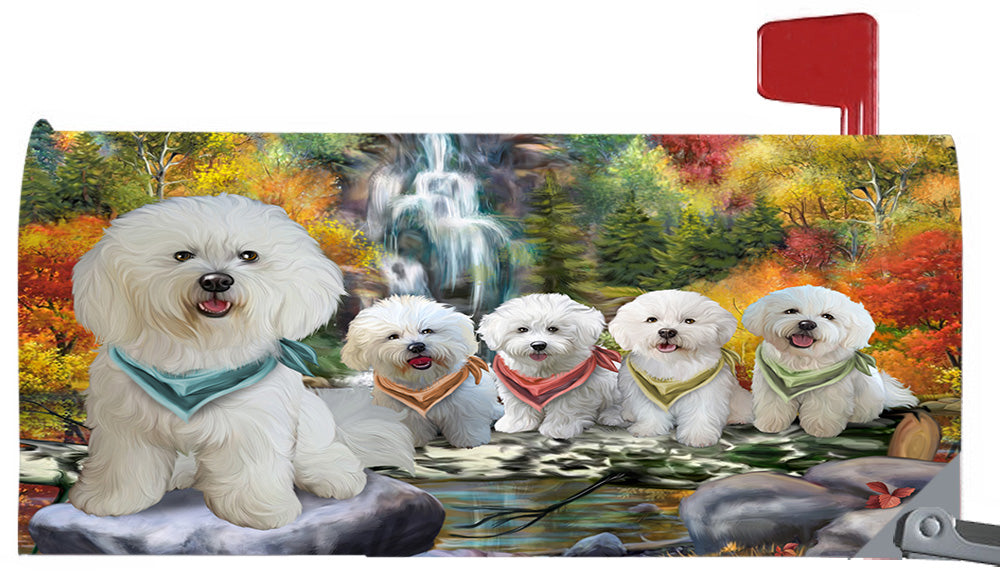Scenic Waterfall Bichon Frise Dogs Magnetic Mailbox Cover MBC48708