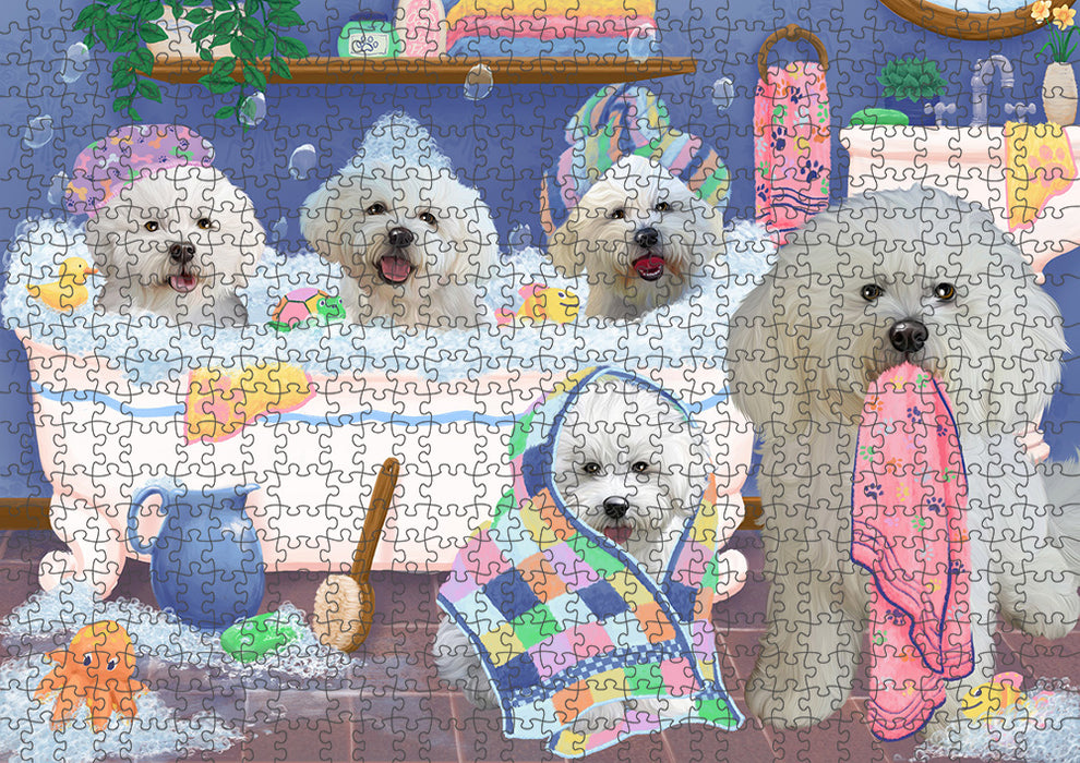 Rub A Dub Dogs In A Tub Bichon Frises Dog Puzzle with Photo Tin PUZL95260