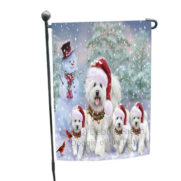 Christmas Running Family Bichon Frise Dogs Garden Flag GFLG65093