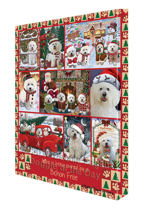 Love is Being Owned Christmas Bichon Frise Dog Canvas Wall Art - Premium Quality Ready to Hang Room Decor Wall Art Canvas - Unique Animal Printed Digital Painting for Decoration