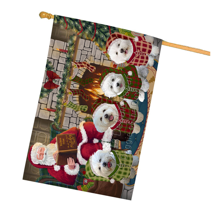 Christmas Cozy Holiday Tails Bichon Frises Dog House Flag FLG55530