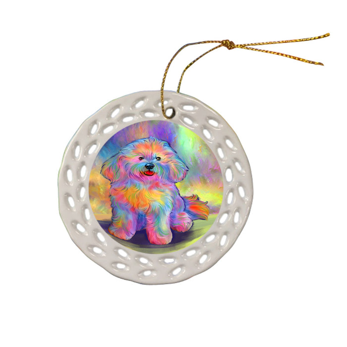 Paradise Wave Bichon Frise Dog Ceramic Doily Ornament DPOR57050