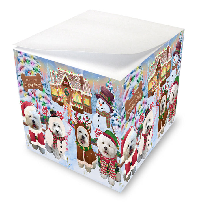 Holiday Gingerbread Cookie Shop Bichon Frises Dog Note Cube NOC54179