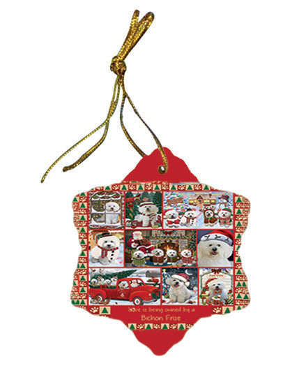 Love is Being Owned Christmas Bichon Frise Dogs Star Porcelain Ornament SPOR57828