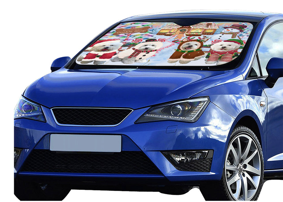 Holiday Gingerbread Cookie Bichon Frise Dogs Car Sun Shade