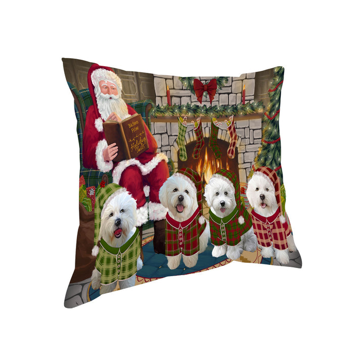 Christmas Cozy Holiday Tails Bichon Frises Dog Pillow PIL69332