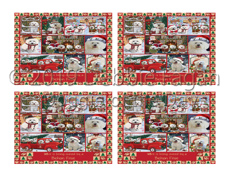 Love is Being Owned Christmas Bichon Frise Dogs Placemat