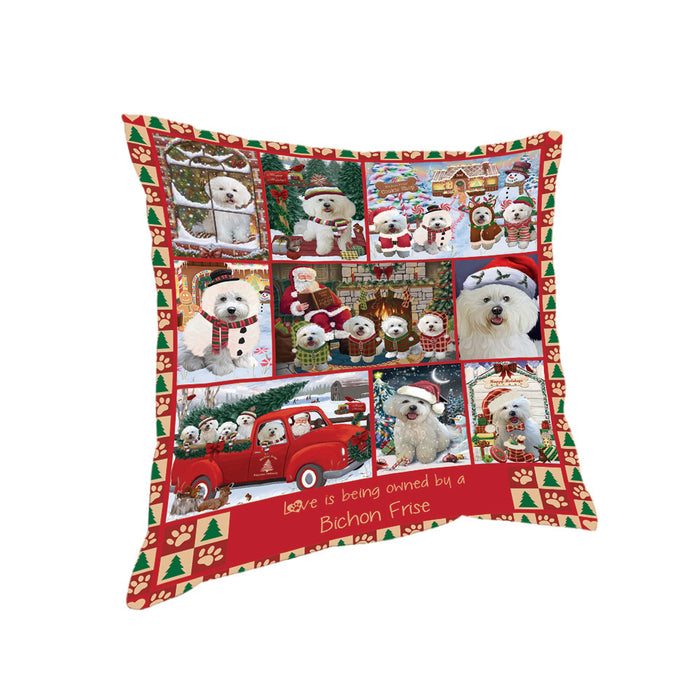Love is Being Owned Christmas Bichon Frise Dogs Pillow PIL85664