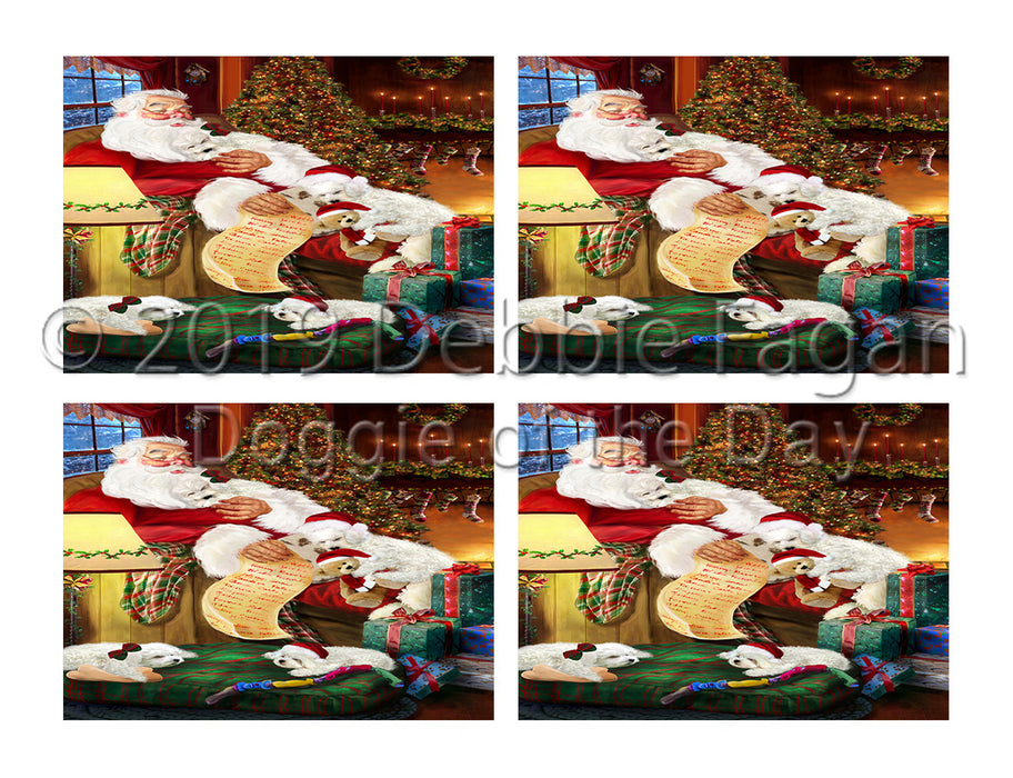 Santa Sleeping with Bichon Frise Dogs Placemat