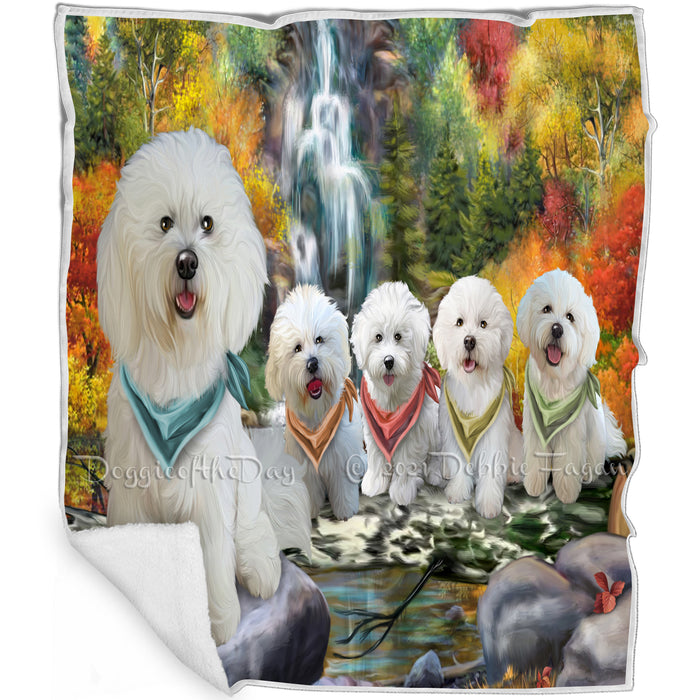 Scenic Waterfall Bichon Frises Dog Blanket BLNKT62904