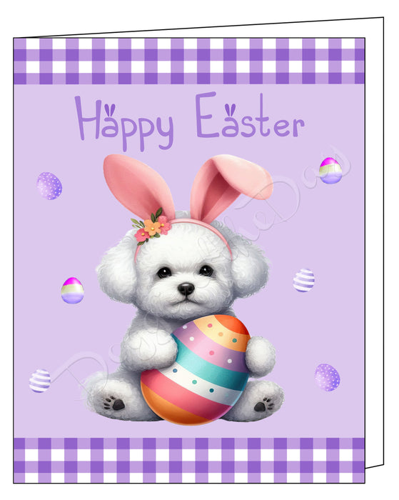 Bichon Frise Dog Easter Day Greeting Cards and Note Cards with Envelope - Easter Invitation Card with Multi Design Pack