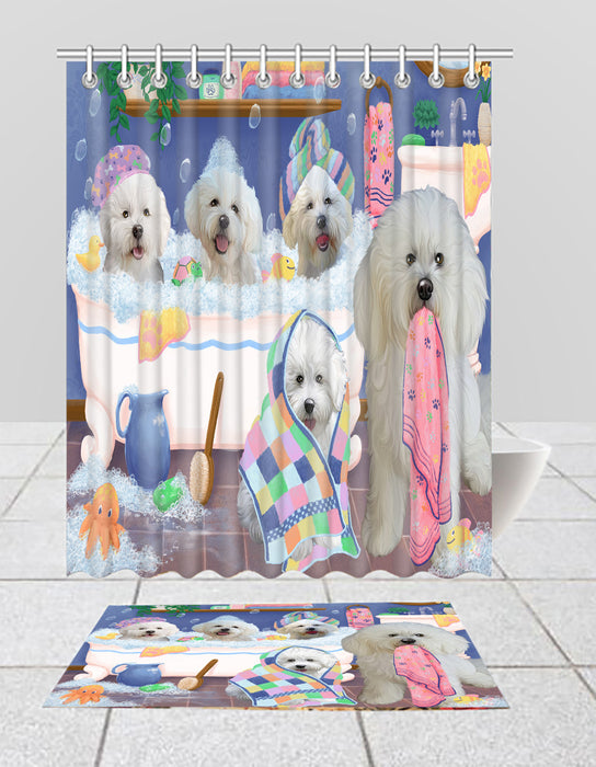 Rub A Dub Dogs In A Tub Bichon Frise Dogs Bath Mat and Shower Curtain Combo