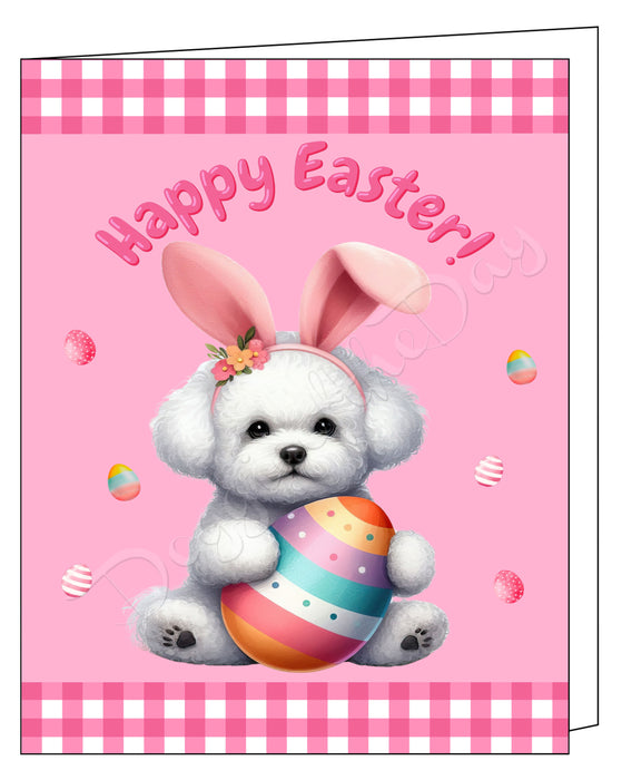 Bichon Frise Dog Easter Day Greeting Cards and Note Cards with Envelope - Easter Invitation Card with Multi Design Pack