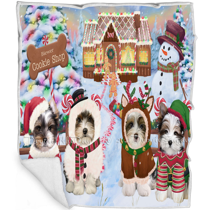 Holiday Gingerbread Cookie Shop Biewer Terriers Dog Blanket BLNKT124392