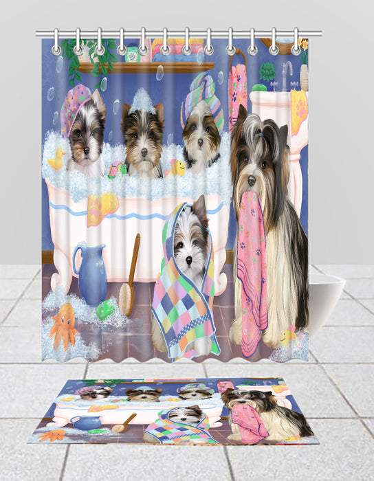 Rub A Dub Dogs In A Tub Biewer Dogs Bath Mat and Shower Curtain Combo