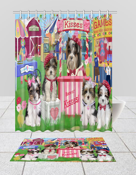 Carnival Kissing Booth Biewer Dogs  Bath Mat and Shower Curtain Combo