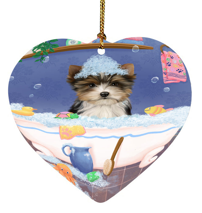 Rub A Dub Dog In A Tub Biewer Dog Heart Christmas Ornament HPORA58550